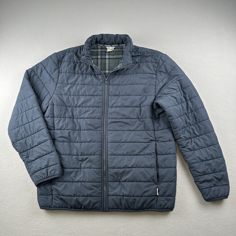 Voyager Men's Blue Navy Polar‎ Fleece Lined Quilted Puffer Jacket Size Large